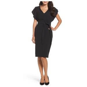 Eliza J Black Ruffle Sleeve Sheath Dress